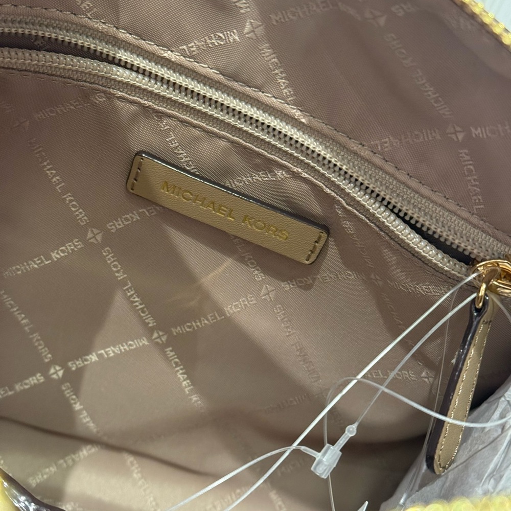 NWT Michael Kors Jet Set Women Medium Metallic Logo Debossed Satchel Bag - Picture 8 of 9